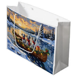 Dalmatian Christmas Boat Holiday Large Gift Bag