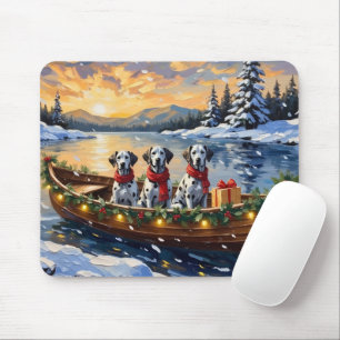 Dalmatian Christmas Boat Holiday Mouse Pad