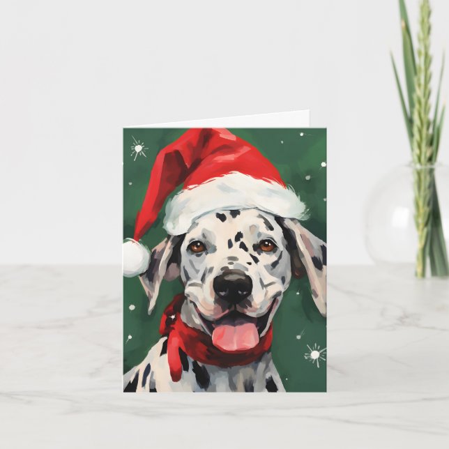 Dalmatian Christmas brush painting artwork Card (Front)