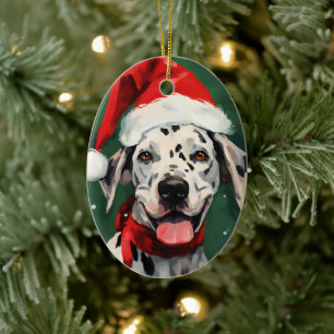 Dalmatian Christmas brush painting artwork Ceramic Ornament