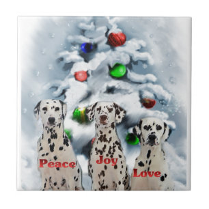 Dalmatian Christmas Ceramic Tile