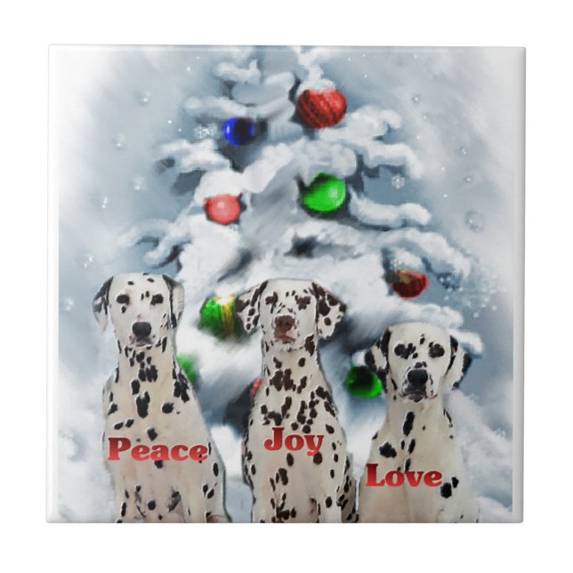 Dalmatian Christmas Ceramic Tile (Front)