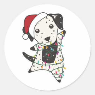 Dalmatian Christmas Dog Winter Animals Dogs Classic Round Sticker