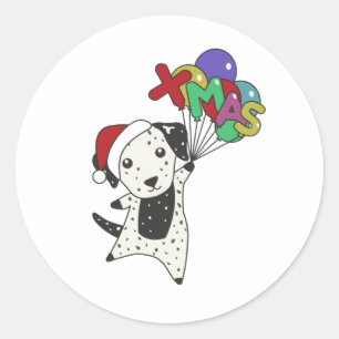 Dalmatian Christmas Dog Winter Animals Dogs Classic Round Sticker
