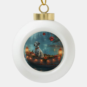 Dalmatian Christmas Festive Voyage Ceramic Ball Christmas Ornament