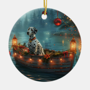 Dalmatian Christmas Festive Voyage Ceramic Ornament