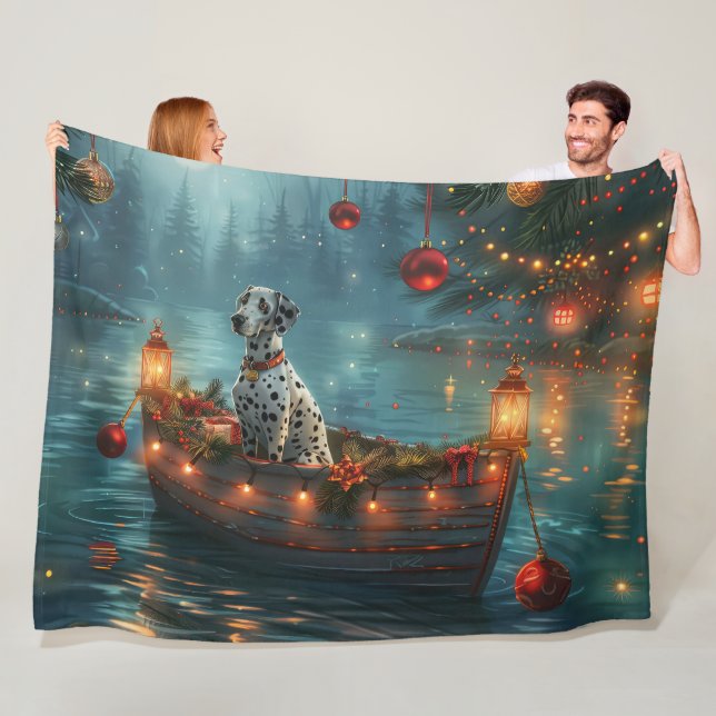 Dalmatian Christmas Festive Voyage Fleece Blanket (In Situ)