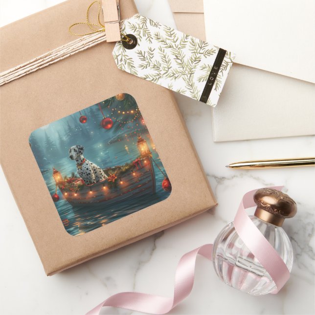 Dalmatian Christmas Festive Voyage Square Sticker (Gifting)