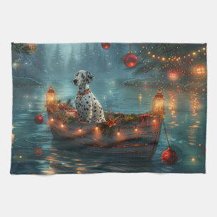Dalmatian Christmas Festive Voyage Tea Towel