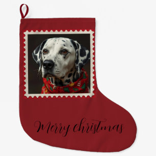 Dalmatian christmas large christmas stocking