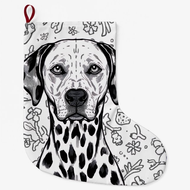 Dalmatian christmas large christmas stocking (Front)