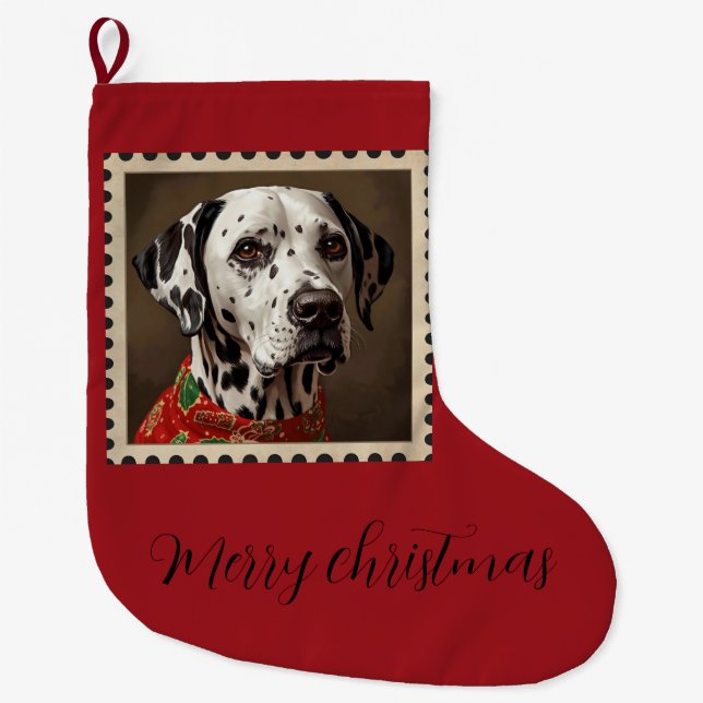 Dalmatian christmas large christmas stocking (Front)