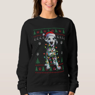 Dalmatian Christmas Lights Santa Dog Ugly Sweatshirt