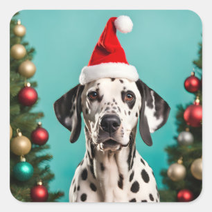 Dalmatian Christmas Square Sticker