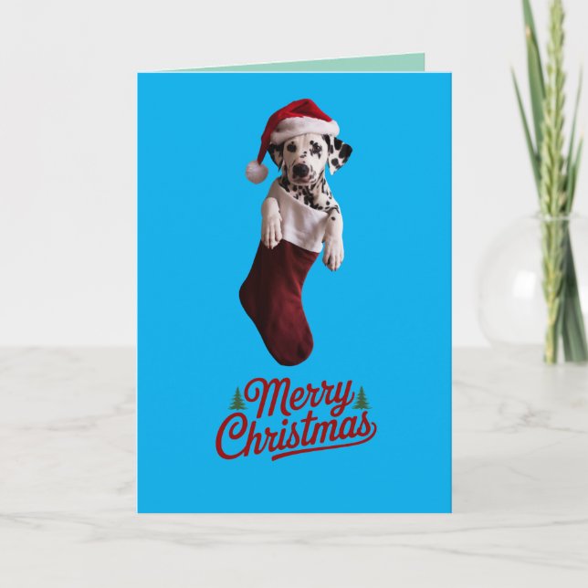 Dalmatian Christmas Stocking Holiday Card (Front)