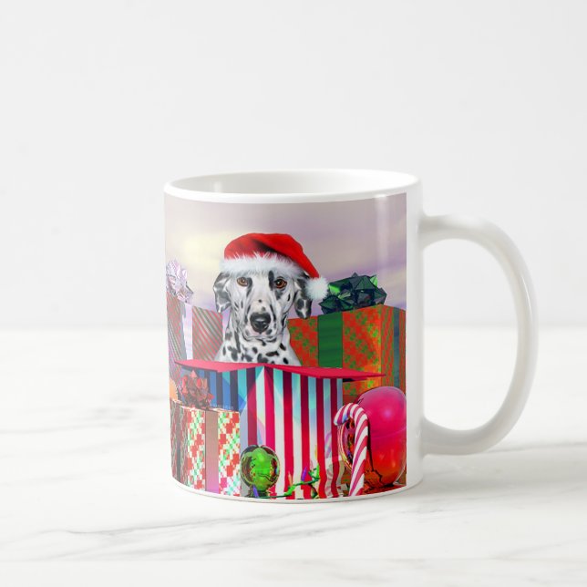 Dalmatian Christmas Surprise Coffee Mug (Right)