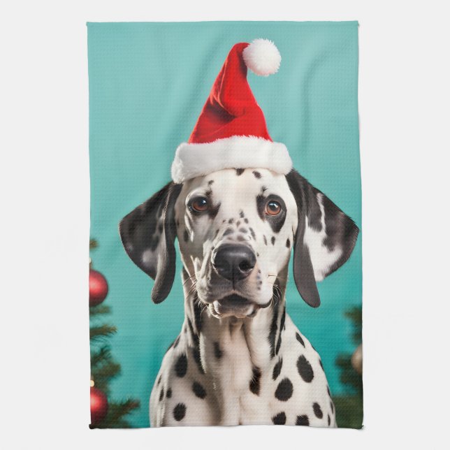 Dalmatian Christmas Tea Towel (Vertical)