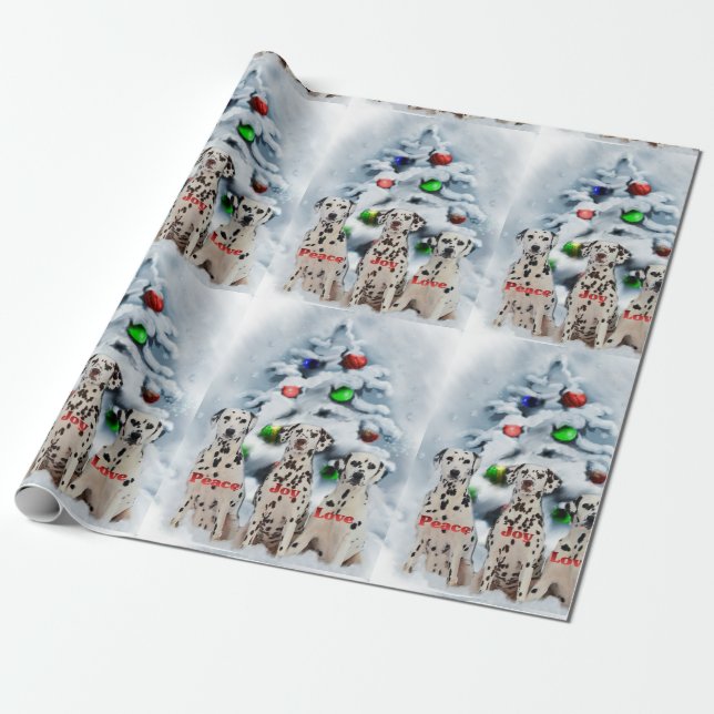 Dalmatian Christmas Wrapping Paper (Unrolled)