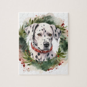 Dalmatian Christmas Wreath Festive Pup  Jigsaw Puzzle