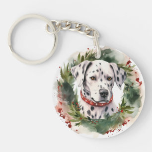 Dalmatian Christmas Wreath Festive Pup Key Ring