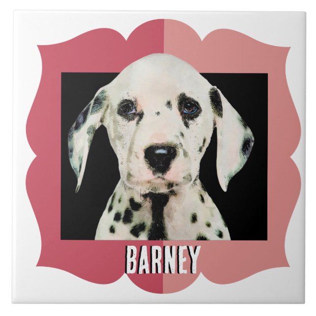 Dalmatian customised pattern photo frame ceramic tile (Front)