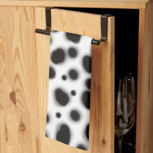 dalmatian cute black and white dots animal print  tea towel