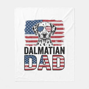 Dalmatian Dad Patriotic Vintage Dog Shirt Design_1 Fleece Blanket