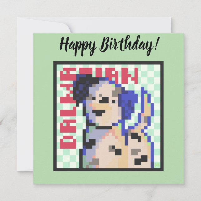 Dalmatian, Dalmatian, Pixel Art, Pixel art Holiday Card (Front)