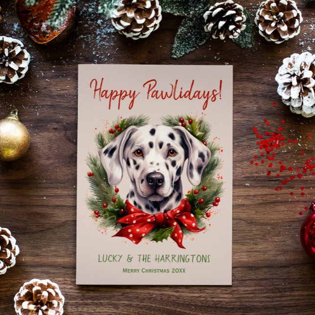 Dalmatian Dalmation Dog Christmas Happy Howlidays Holiday Card (Creator Uploaded)