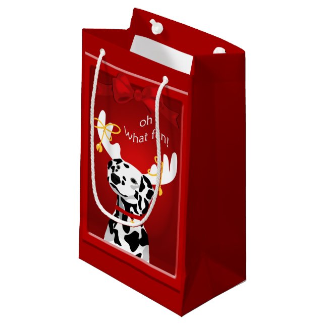 Dalmatian Deer Dog Fun SGB Small Gift Bag (Front Angled)