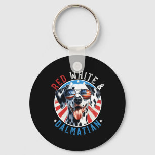 Dalmatian Dog 4th Of July Red White And Dal Lovers Key Ring