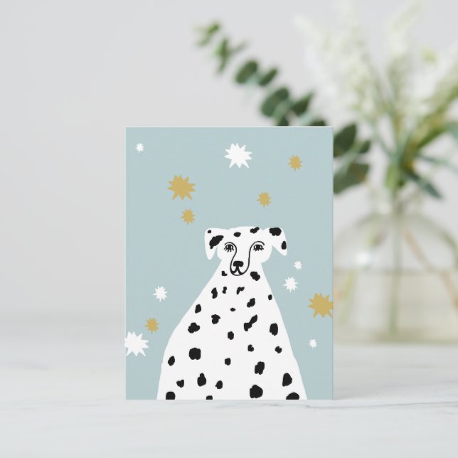 Dalmatian Dog Abstract Illustration Art Postcard (Standing Front)