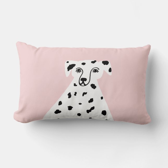 Dalmatian Dog Abstract Illustration Pink Lumbar Cushion (Front)