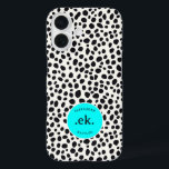 Dalmatian Dog Abstract Pattern Aqua Blue Monogram iPhone 16 Case<br><div class="desc">Brighten up your living space with the Dalmatian Dog Abstract Pattern Aqua Blue Monogram Throw Pillow. Featuring a striking abstract Dalmatian design in bold black and white, complemented by a pop of hot pink, this pillow adds a playful yet chic touch to your decor. Personalise it with a monogram for...</div>