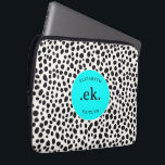 Dalmatian Dog Abstract Pattern Aqua Blue Monogram Laptop Sleeve<br><div class="desc">Protect your laptop in style with the Dalmatian Dog Abstract Pattern Aqua Blue Monogram Laptop Sleeve. Featuring a playful and modern Dalmatian design with bold black and white spots and a vibrant hot pink accent, this sleeve adds a pop of personality to your tech gear. Personalise it with a monogram...</div>