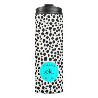  Dalmatian Dog Abstract Pattern Aqua Blue Monogram
