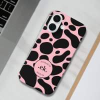 Dalmatian Dog Abstract Pattern Blush Pink Monogram