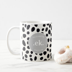  Dalmatian Dog Abstract Pattern Gray Monogram Coffee Mug