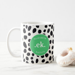  Dalmatian Dog Abstract Pattern Green Monogram Coffee Mug