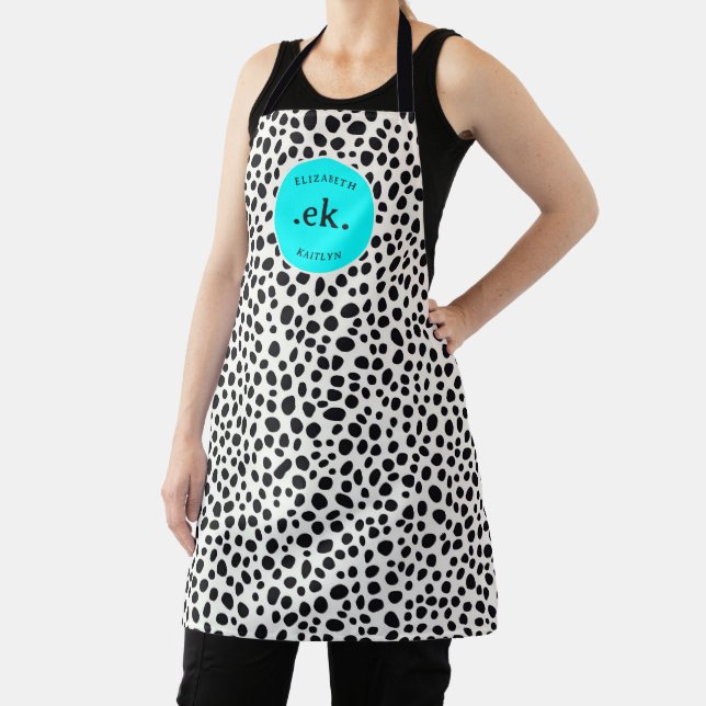  Dalmatian Dog Abstract Pattern Hot Pink Monogram Apron (Insitu)