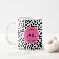 Dalmatian Dog Abstract Pattern Hot Pink Monogram