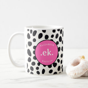  Dalmatian Dog Abstract Pattern Hot Pink Monogram Coffee Mug