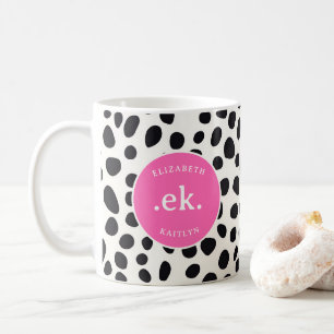 Dalmatian Dog Abstract Pattern Hot Pink Monogram Coffee Mug