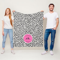 Dalmatian Dog Abstract Pattern Hot Pink Monogram