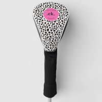 Dalmatian Dog Abstract Pattern Hot Pink Monogram