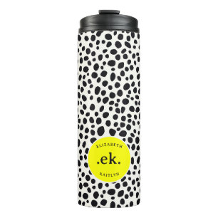  Dalmatian Dog Abstract Pattern Hot Pink Monogram Thermal Tumbler