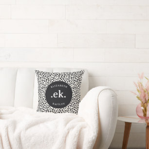 Dalmatian Dog Abstract Pattern Monogram Cushion
