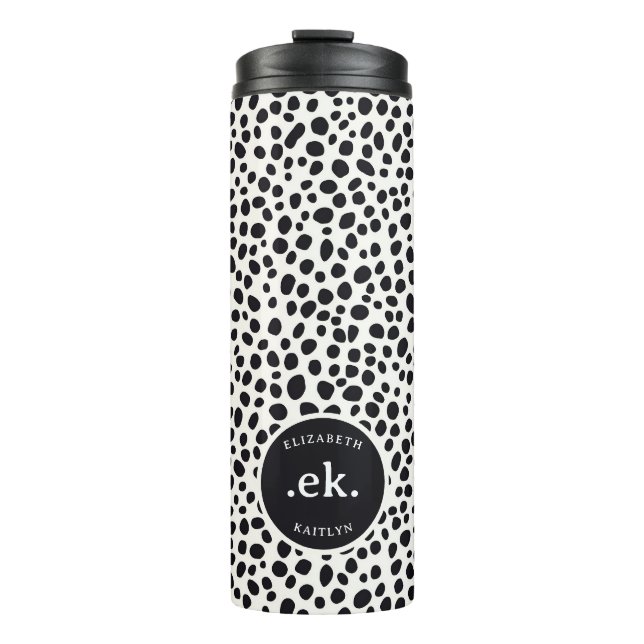  Dalmatian Dog Abstract Pattern Monogram Thermal Tumbler (Front)