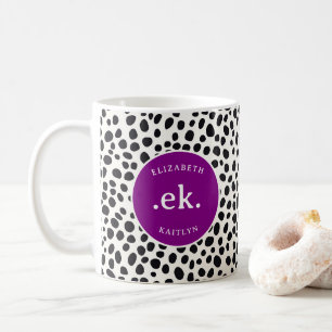  Dalmatian Dog Abstract Pattern Purple Monogram Coffee Mug