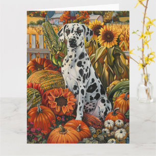 Dalmatian Dog Autumn Harvest Thanksgiving Card